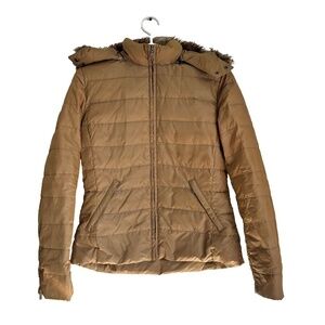 Zara Women down & feather filled winter jacket removable hood sz M read desc.